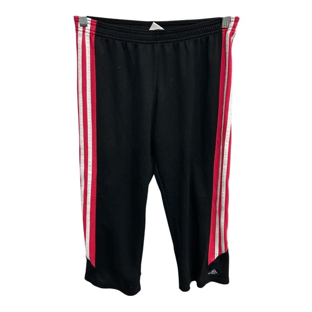 Adidas Activewear Womens Capris Track Pants Black Red White Stripes Size XL